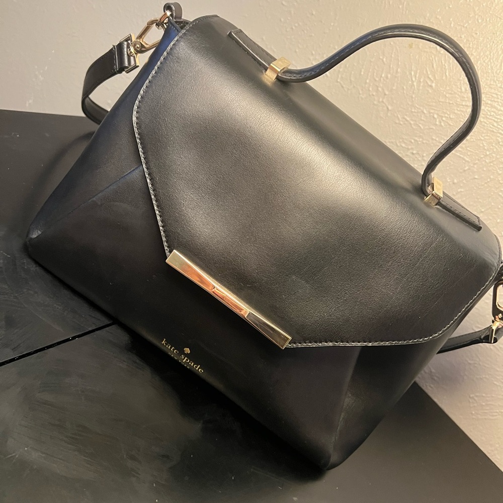 Kate Spade Black Satchel with Gold Accents
